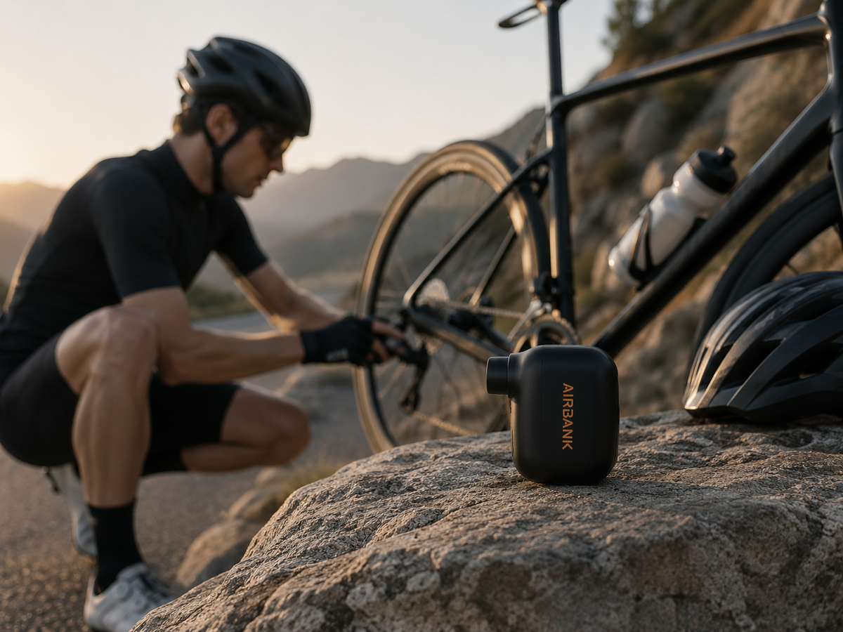 AERA AIR beside a cyclist on a mountain road